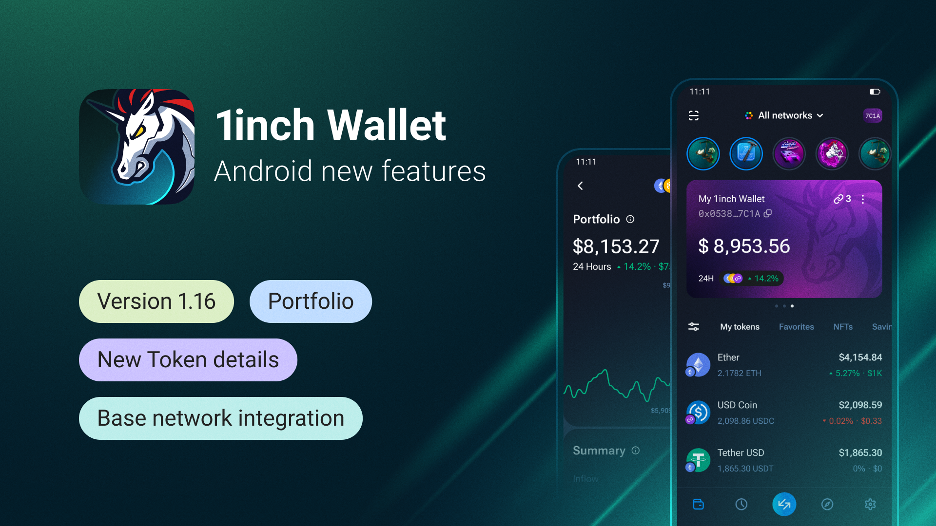 The Portfolio feature introduced in the 1inch Wallet for Android