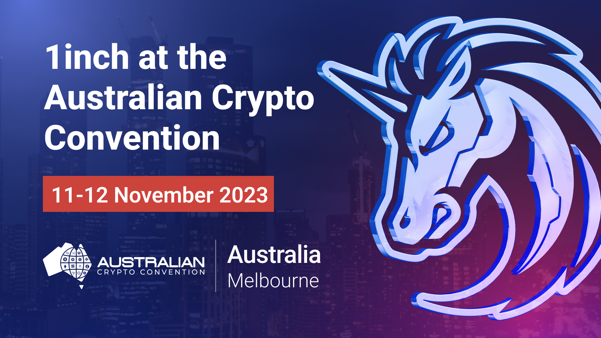 1inch to attend the Australian Crypto Convention